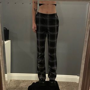 Tilly’s dark plaid flare pants